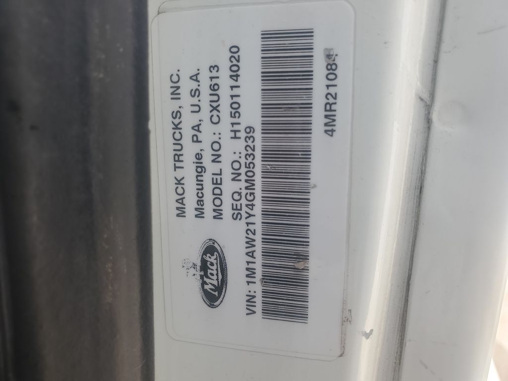 2016 MACK CXU613 heavymedium-duty-trucks-used-2016-mack-cxu613-1408017-vin-tag-photo-Image