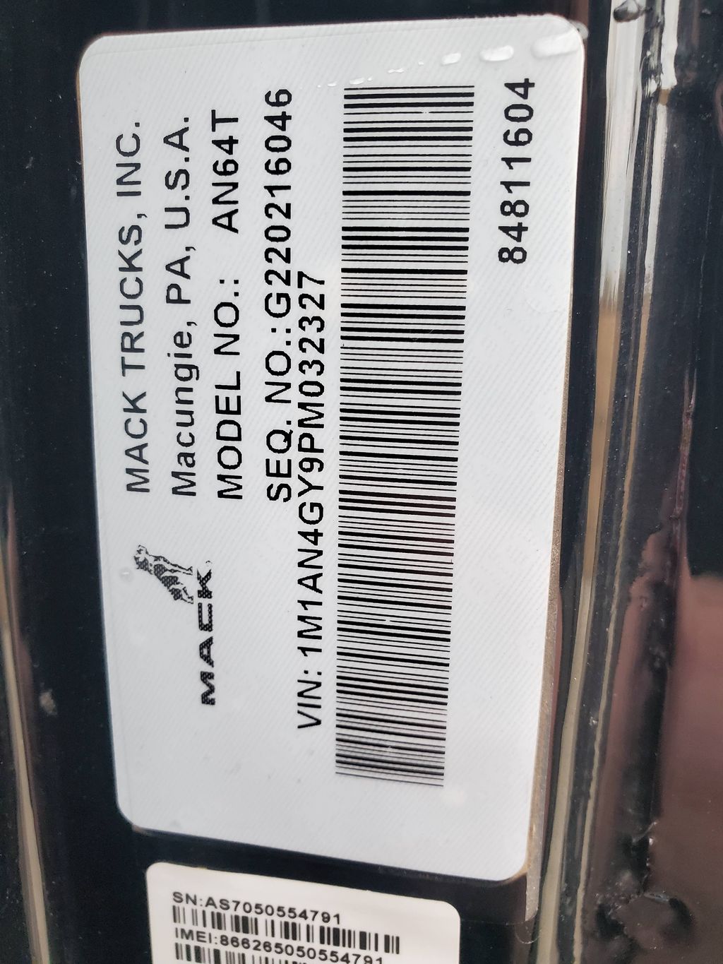 2023 MACK ANTHEM AN64T heavymedium-duty-trucks-used-2023-mack-anthem-an64t-1037834-vin-tag-photo-Image