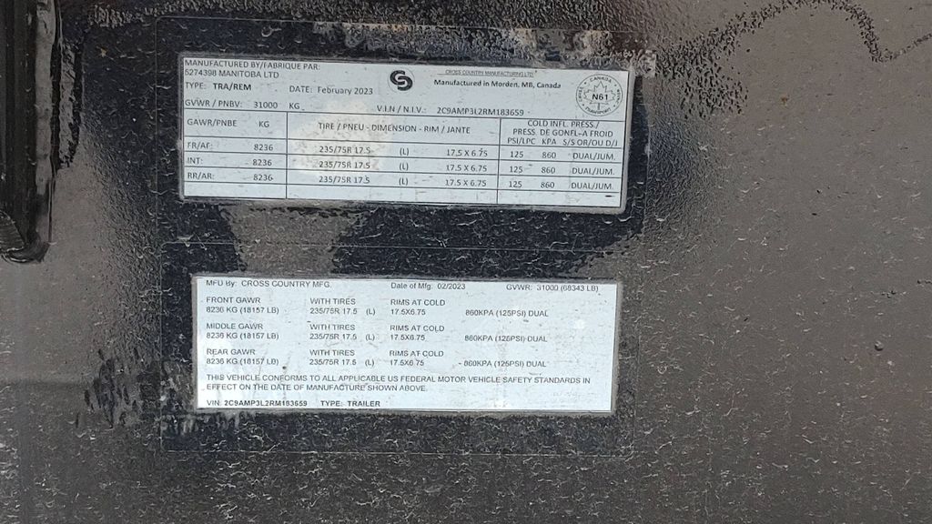 2024 CROSS COUNTRY 303ATAR semi-trailers-other-303atar-2024-cross-country-1428006-vin-tag-photo-Image