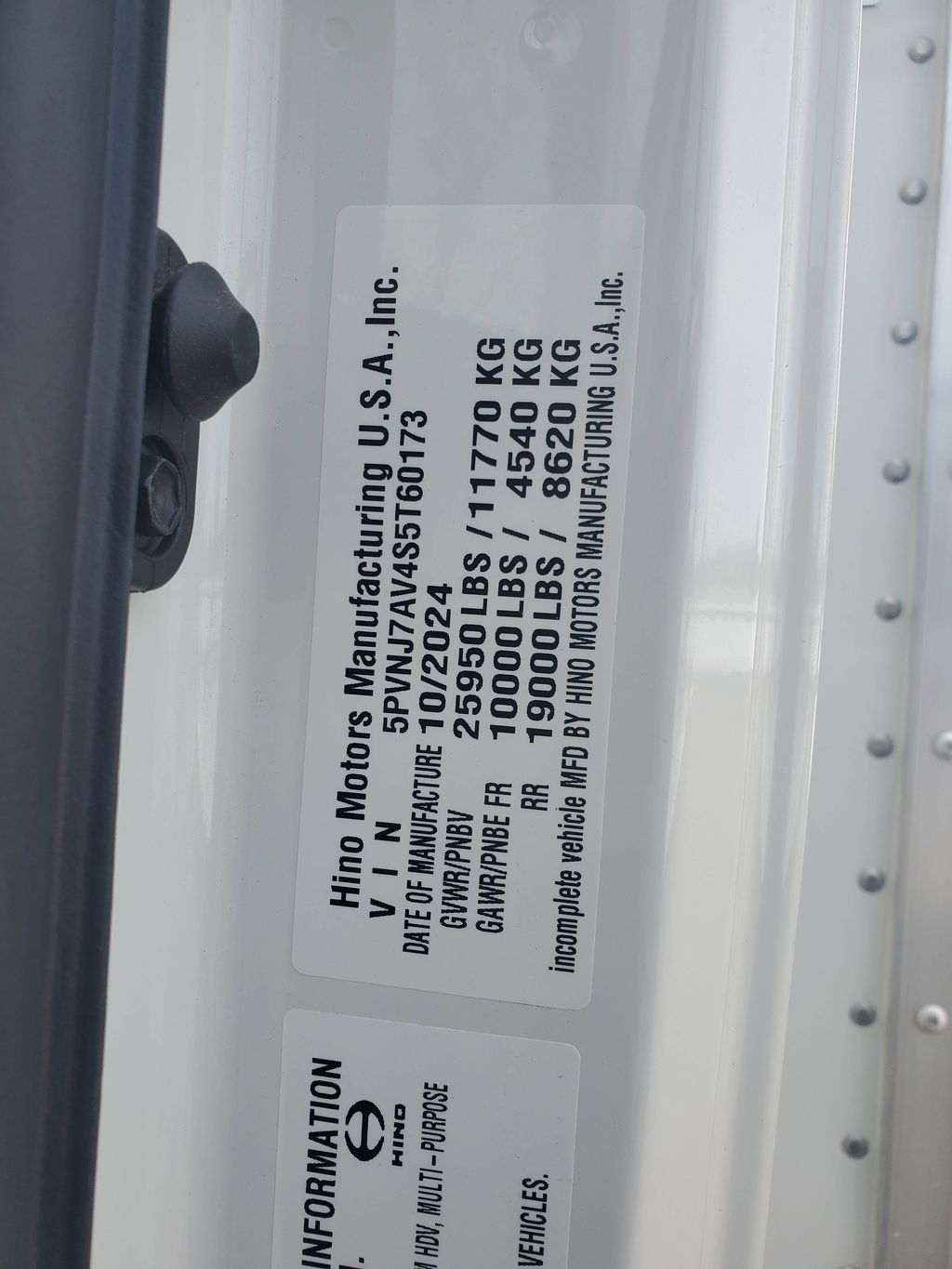 2025 HINO L6 heavymedium-duty-trucks-new-2025-hino-l6-1101343-vin-tag-photo-Image