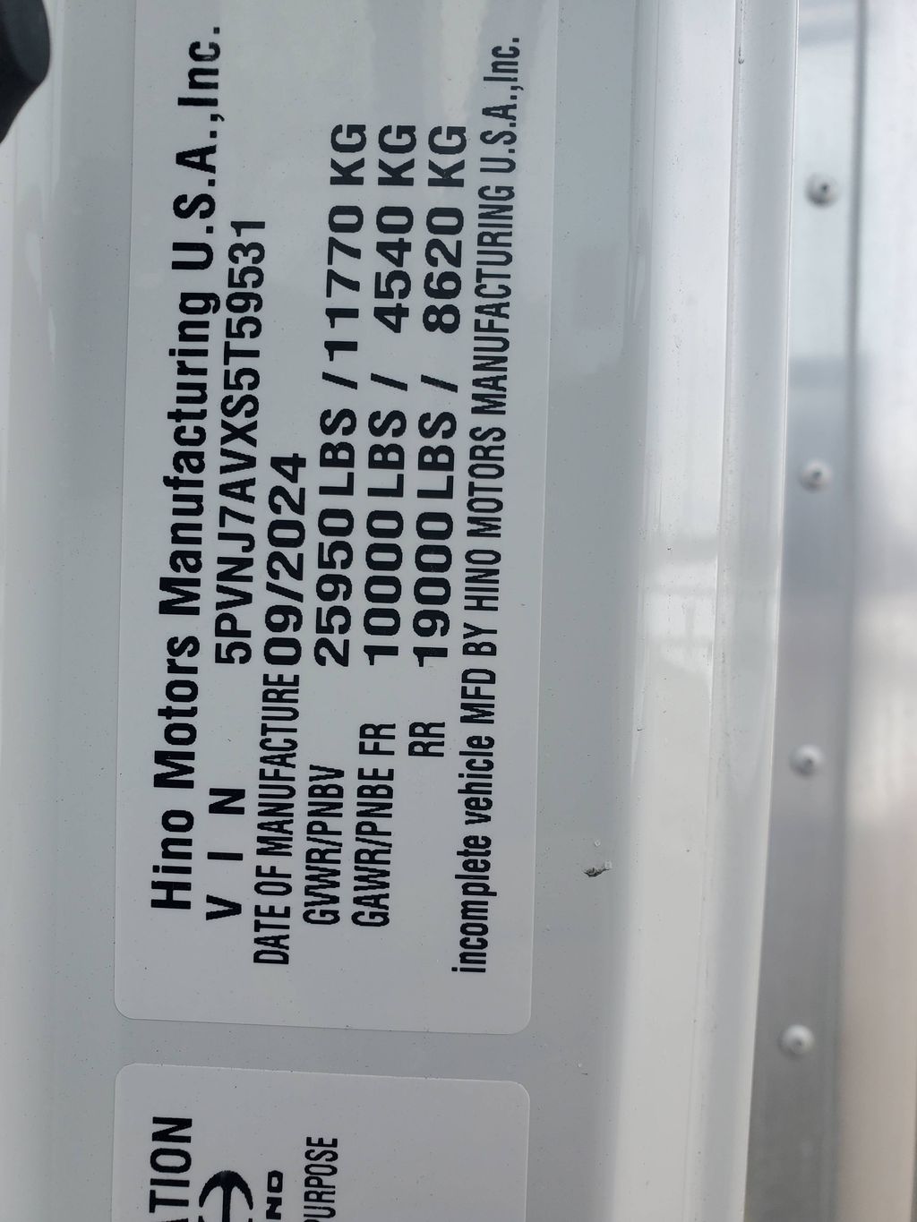 2025 HINO L6 heavymedium-duty-trucks-new-2025-hino-l6-1568284-vin-tag-photo-Image