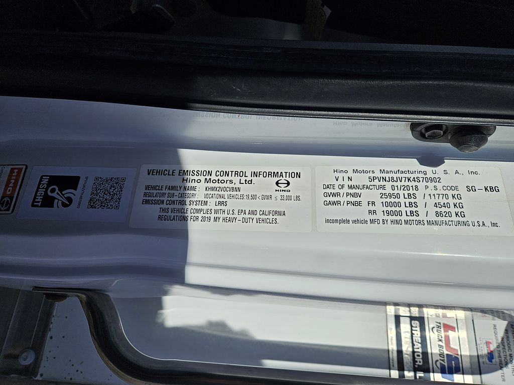 2019 HINO 268A heavymedium-duty-trucks-used-2019-hino-268a-1725554-vin-tag-photo-Image